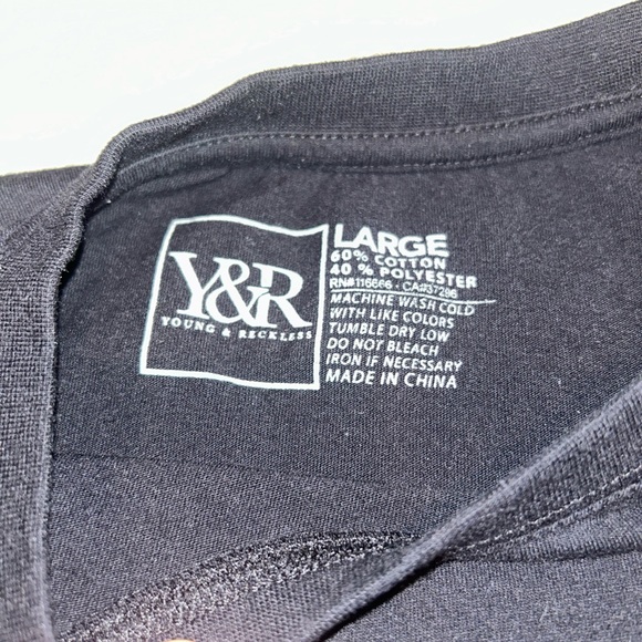 Young & Reckless Y&R Men Black/Cammo T-shirt Pocket Size L Y2K Skater camouflage - Picture 4 of 11